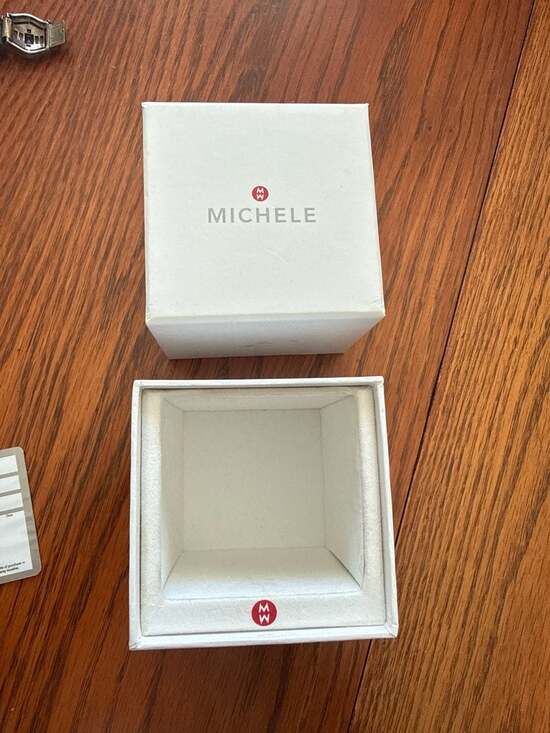 MICHELE Womens Tahitian Watch 39mm Silver, Stainless Steel, White Silicone Strap - Picture 7 of 16